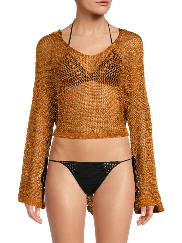 Cult Gaia Catherine Knit Crochet Coverup Top